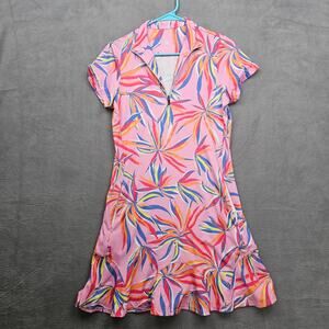 Tail Activewear Pink Tropical Print Golf Dress Zip Front Athletic Tennis Dress